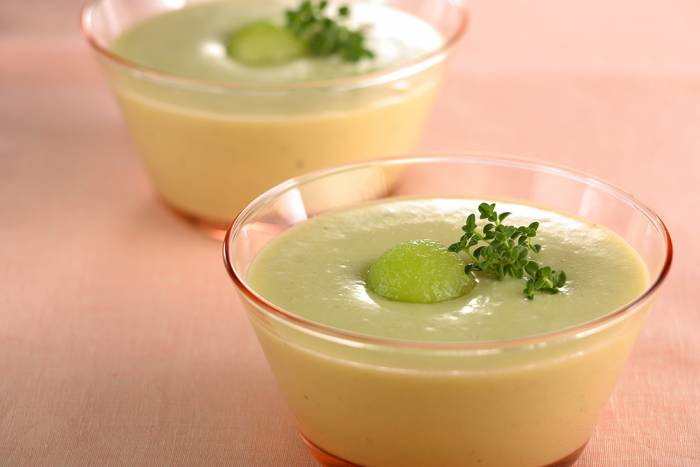 Crema de melón y puerros